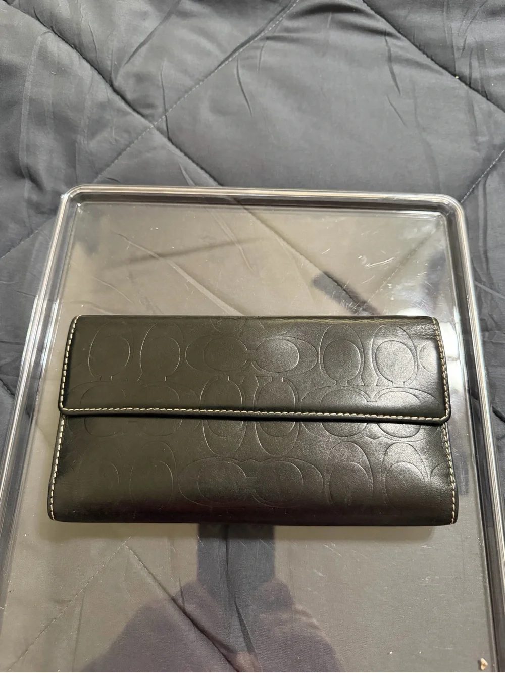 Coach Black Signature Embossed Continental Wallet
